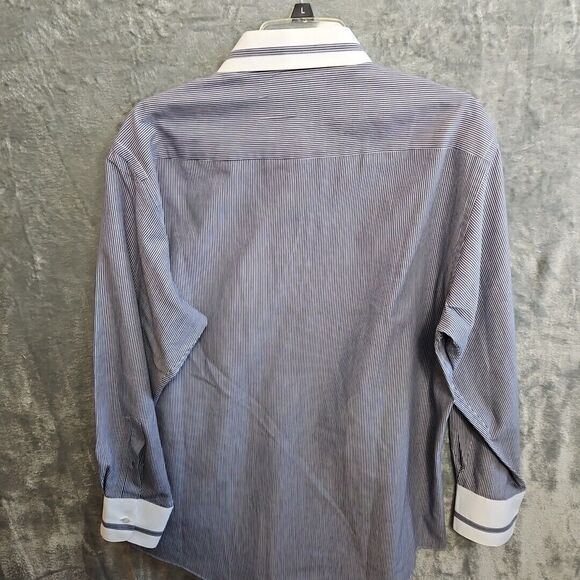 Damonte Couture Collection Men's dress Shirt 16.5  (Lg) gray white Vintage - Picture 7 of 10